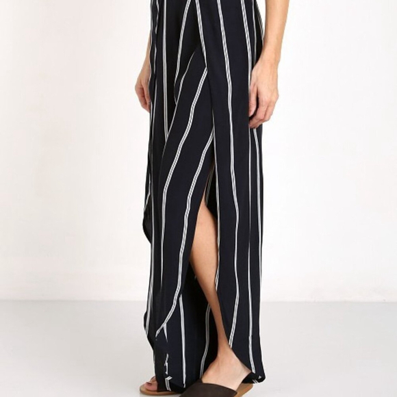 Faithfull the Brand Bittersweet Boho Pants Navy Blue & White Stripe Size Medium - Picture 2 of 7